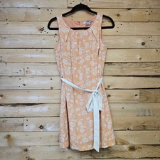 Forever 21 Contemporary Peach Floral Sleeveless Shift Dress with Waist Tie XS
