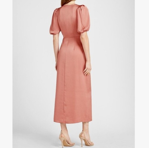 Express Satin Puff Sleeve Belted Wrap Maxi Dress NWT - Picture 2 of 13