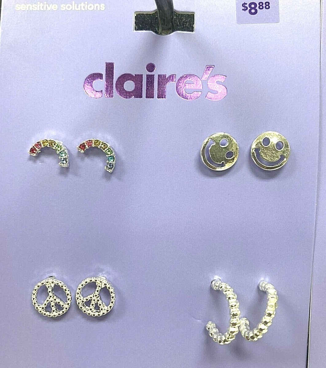[wingbling] Claire's one-touch Earrings 全2色 Claire's Girls 4 Pairs of Earrings Choose YinYang/Rainbow