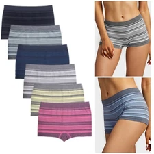 6 WOMEN BOXER SHORTS MICROFIBER SEAMLESS UNDERWEAR PANTIES BOYSHORTS FREE SIZE