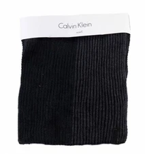 $180 Calvin Klein Mens Black Gray Colorblocked Knit Ribbed Winter Scarf One Size