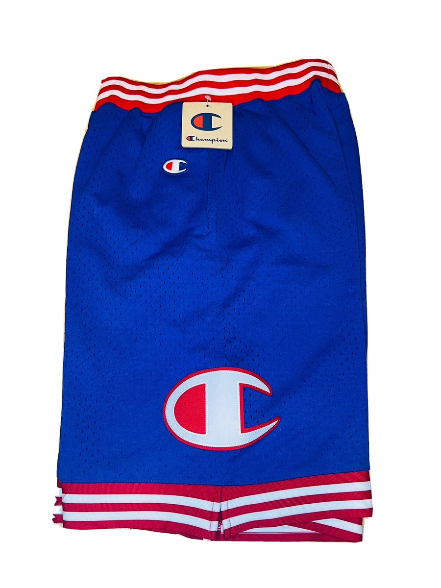 Champion Rec Mesh Athletic Basketball Shorts Lined Big C Logo Blue Red  Men’s SM