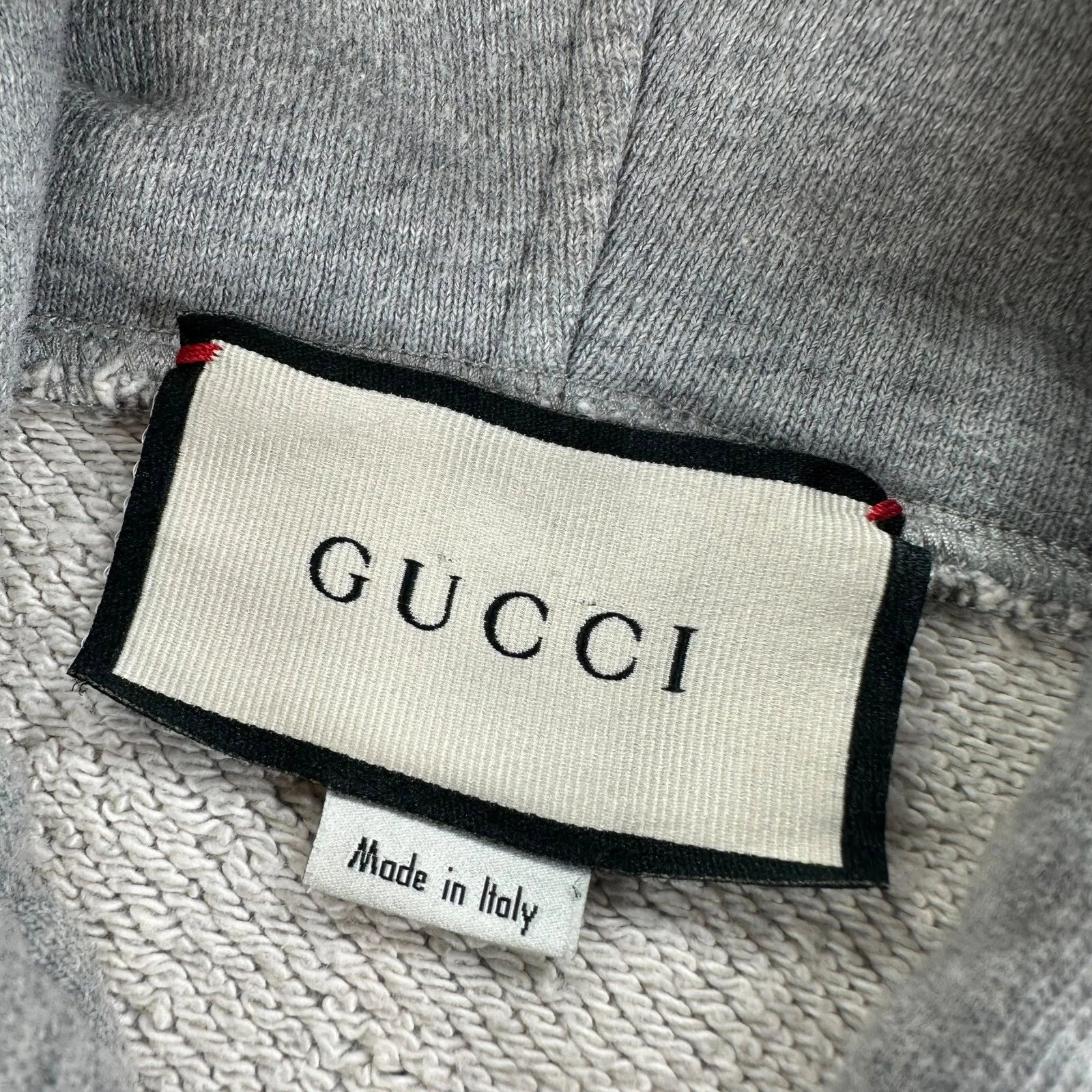 Felpa Gucci taglia S grigia disco logo blu stampa grafica coulisse cappuccio