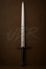 UBR CUSTOM HANDMADE D2 TOOL STEEL EUROPEAN MEDIEVAL SWORD WITH LEATHER SHEATH
