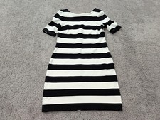 Banana Republic Bodycon Dress Womens 6 Short Sleeve Striped Black Casual