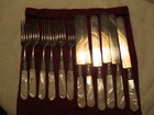 (12) Vintage Reed & Barton Sterling Silver Banded w/Mop Handles Knives & Forks