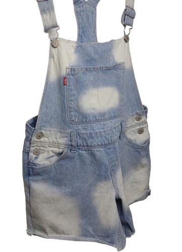 Levi's Girls Denim Short Overall Shortalls 16 REG Bleach Tie Dye Cut Off - Picture 2 of 7