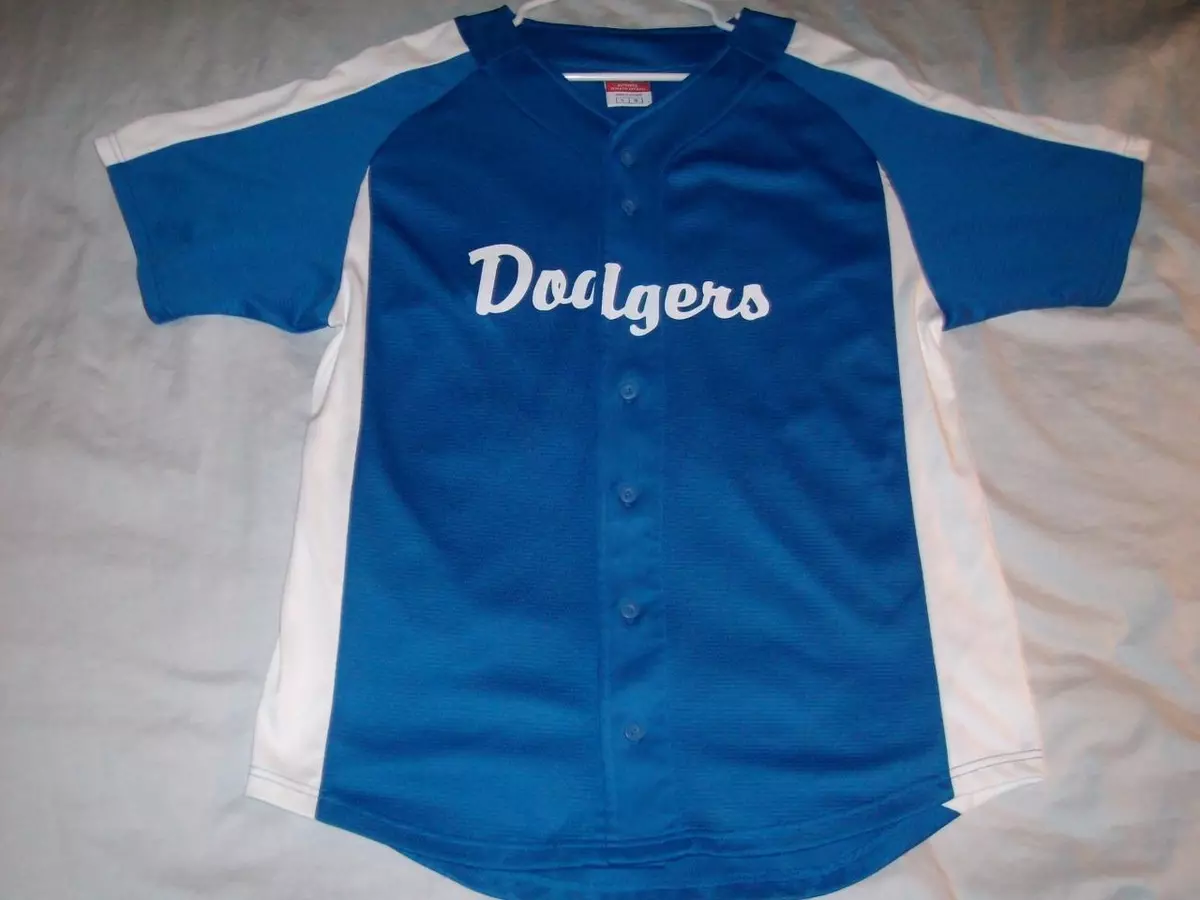 Los Angeles LA Dodgers MLB 6 Champion Blue Button Up Jersey Men's Large used