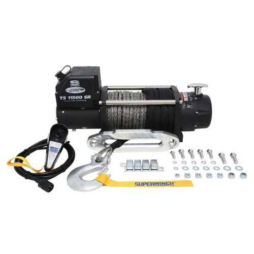 Superwinch Tiger Shark 12V 11,500 lbs Winch Kit w/ 80 ft Synthetic Rope & Remote - 第 1/10 張圖片
