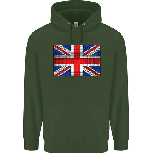Mosaic Union Jack Flag Great Britain UK Childrens Kids Hoodie - Picture 11 of 88