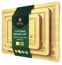 Royal Craft Wood Cutting Boards for Kitchen. Bamboo Cutting Board Set of 3. New!