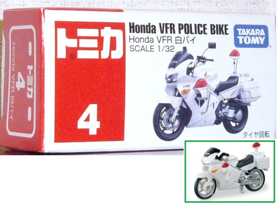 トミカ Honda VFR POLICE BIKE 1/32 Takara Tomy Tomica #4 Honda VFR Police Bike 1/32 Diecast New