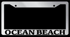 Chrome METAL License Plate Frame OCEAN BEACH Auto Accessory 2427