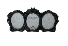 RUSS Picture Frame 3 Oval Openings Floral Metal Mini Victorian Style