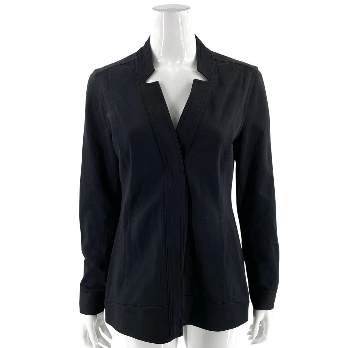Veste CAbi Femme Taille 6 - Noir Avec Broderies Grises - Style Habillé - Occasion Très Bon État