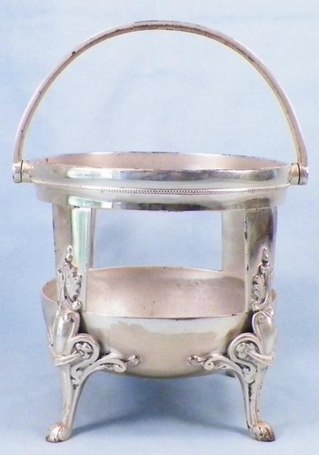 P W & Co Sugar Basket Only Silverplate Triple No Glass Liner Vintage - Picture 1 of 10