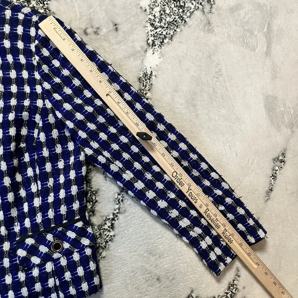 Carlisle Blazer Mujer 10 Azul Real, Blanco, Negro Texturizado Cuadros Forrado Chaqueta Foto 2 de 4