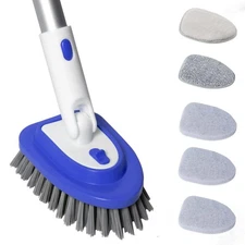 Tub Brush Scrubber with 58“ Long Handle,3 in 1 Tub and Tile Cleaning Brush