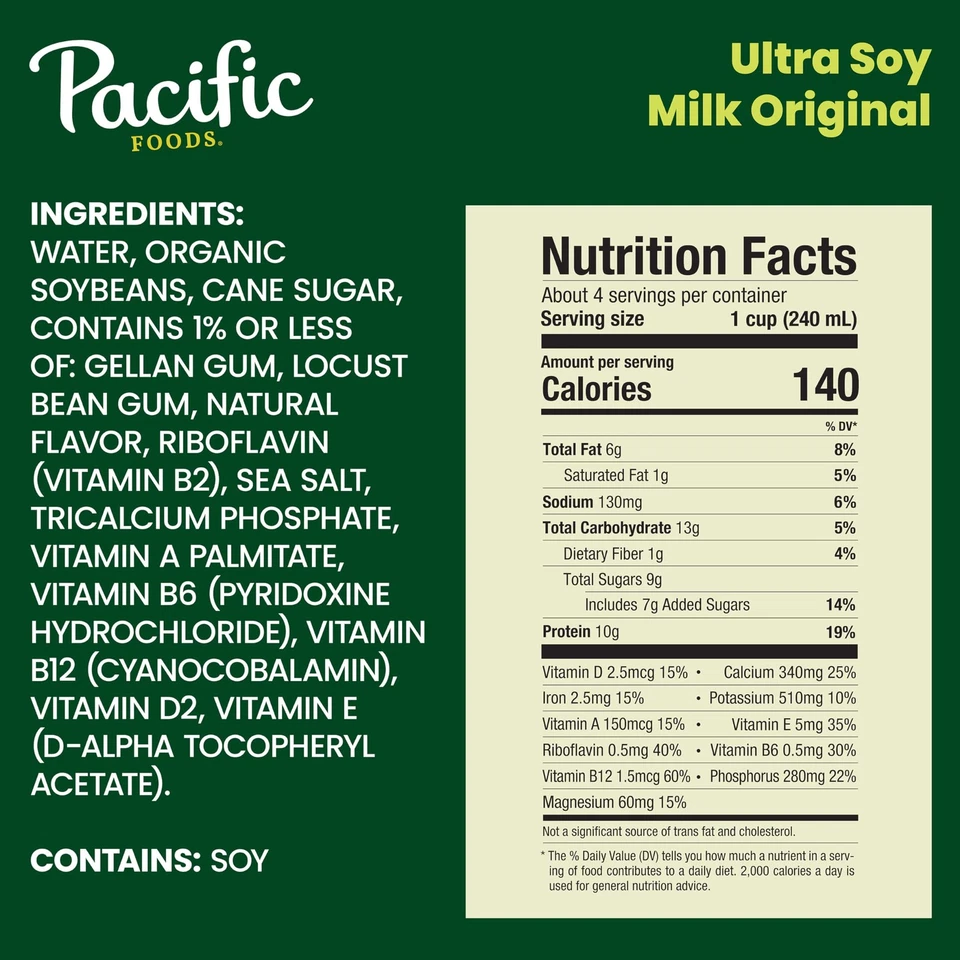 Pacific Natural Foods Ultra Soy Original, 32 fl oz (paquete de 12) Foto 3 de 4