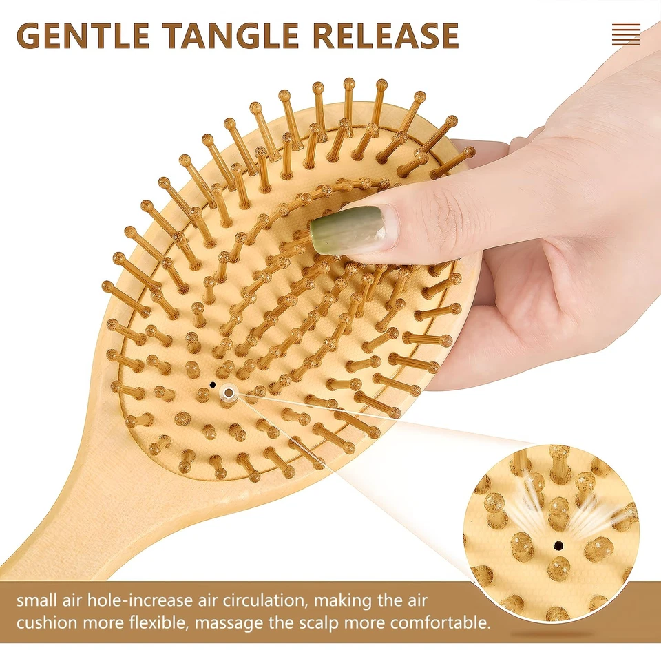 Cepillo de pelo de Halloween para murciélago gato para mujeres hombres cepillos desenredadores de madera natural para... Foto 4 de 4