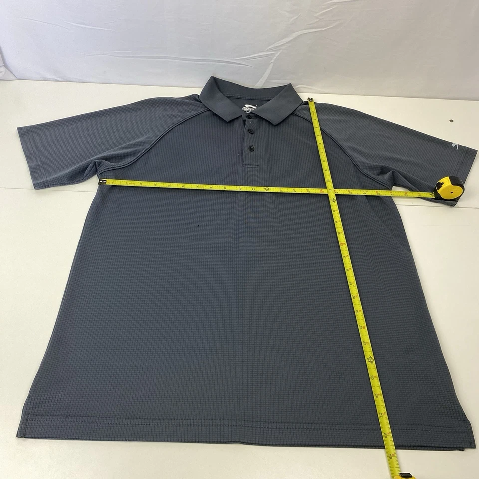 Camisa polo de golfe masculina Slazenger L grande cinza escuro manga curta colarinho - Imagem 4 de 4