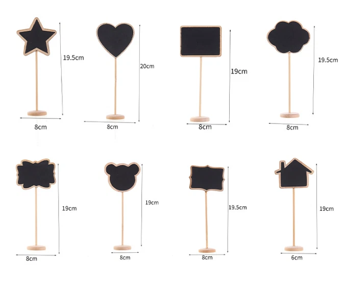 10X Wooden Mini Blackboard Memo Sign Message Chalk Board Stand Wedding Decor - Image 3 of 4