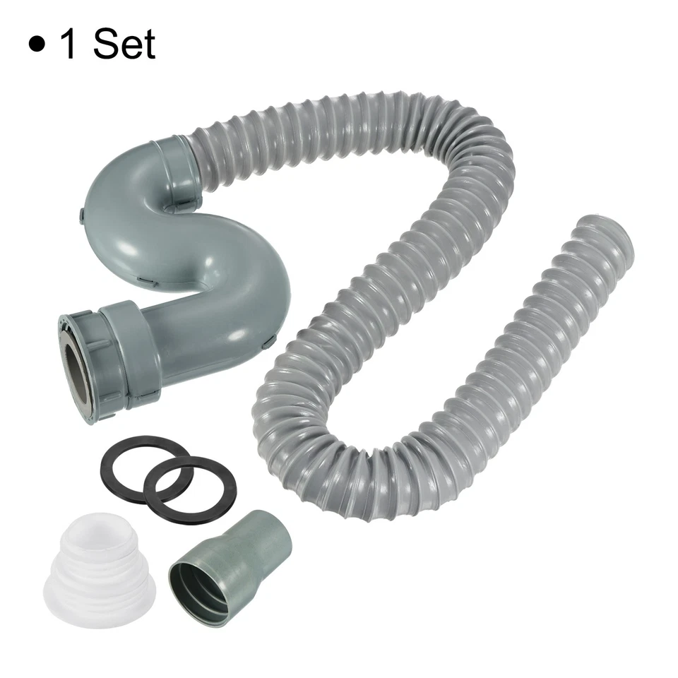 Plastica Drenaggio Tubo 100cm Espandibile Tubo Lava Lavello Flessibile, Grigio - Immagine 3 di 4