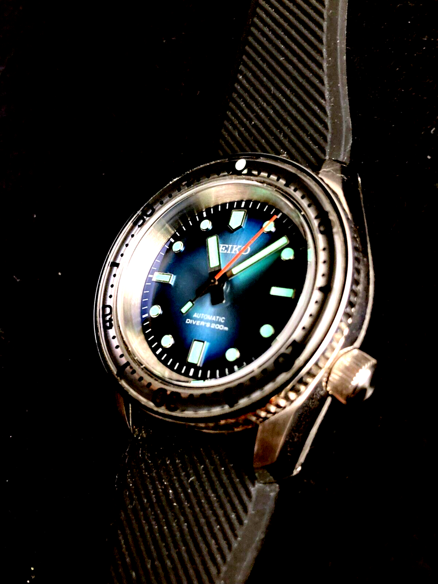 Custom Mod NH35 SKX Diver 007 Master Military Turtle Blue