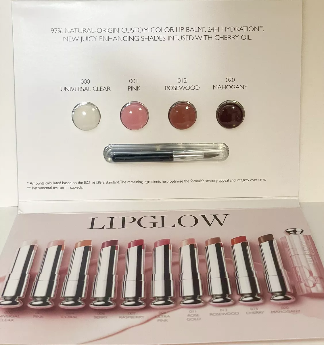 DIOR Addict Lip Glow Balm Samples Card (4 shades &Applicator) Sample Card  NEW!! | eBay