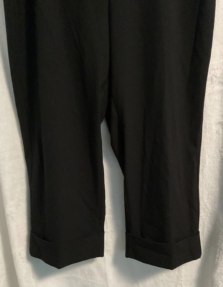 Moda Bug Negro Clip Cierre Cremallera Puños Parte Inferior 3/4 Longitud Capri Vestido Pantalones Foto 3 de 4