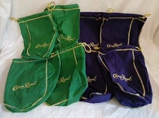 Lot of 8 Crown Royal Bags 4 Apple Green 4 Purple 9 Inch Drawstring 