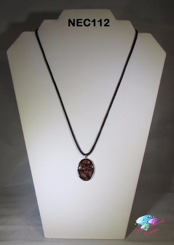 Wispy Bronze ovale handgefertigte Van Gogh Glasmosaik Halskette unter Harz NEC112 - Bild 2 von 4