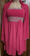 MayQueen Plus Sz 20 Formal Beaded Dress Asymmetrical Fuchsia Prom Wedding Cruise