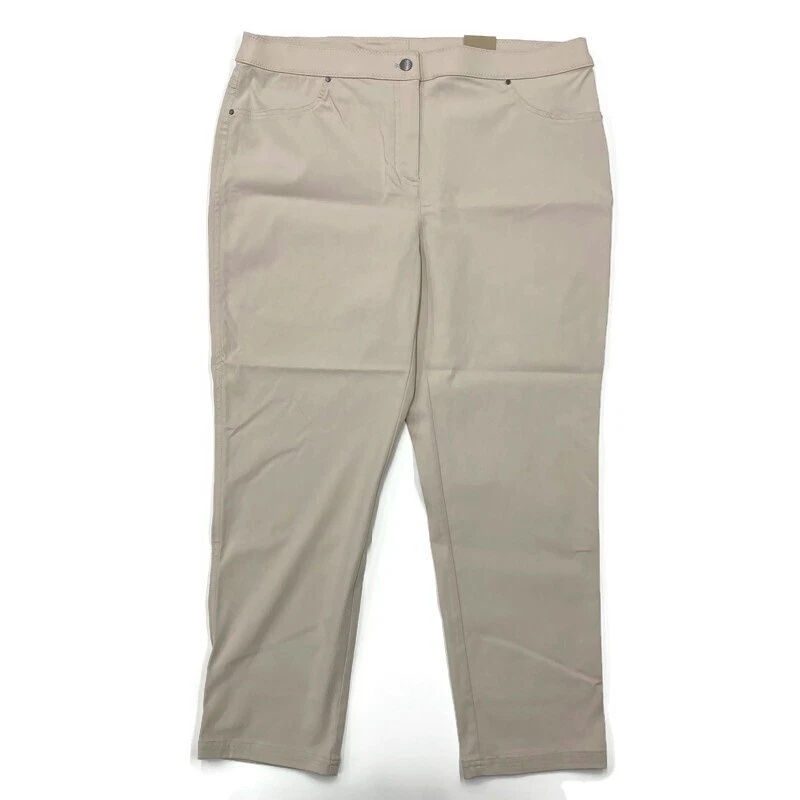 Chico s Perfect Soft Stretch Pants Taupe Womens 3 Ankle Slim Leg 570226220