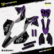 Gray & Purple Slick Racing Graphics Kit fits 08-17 Suzuki RMZ450 Sticker RMZ 450