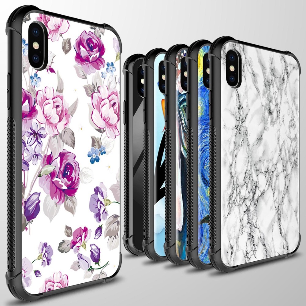 For Apple iPhone XS / X / 10S / 10 Slim Fit Tempered Glass Phone Case Hard Cover