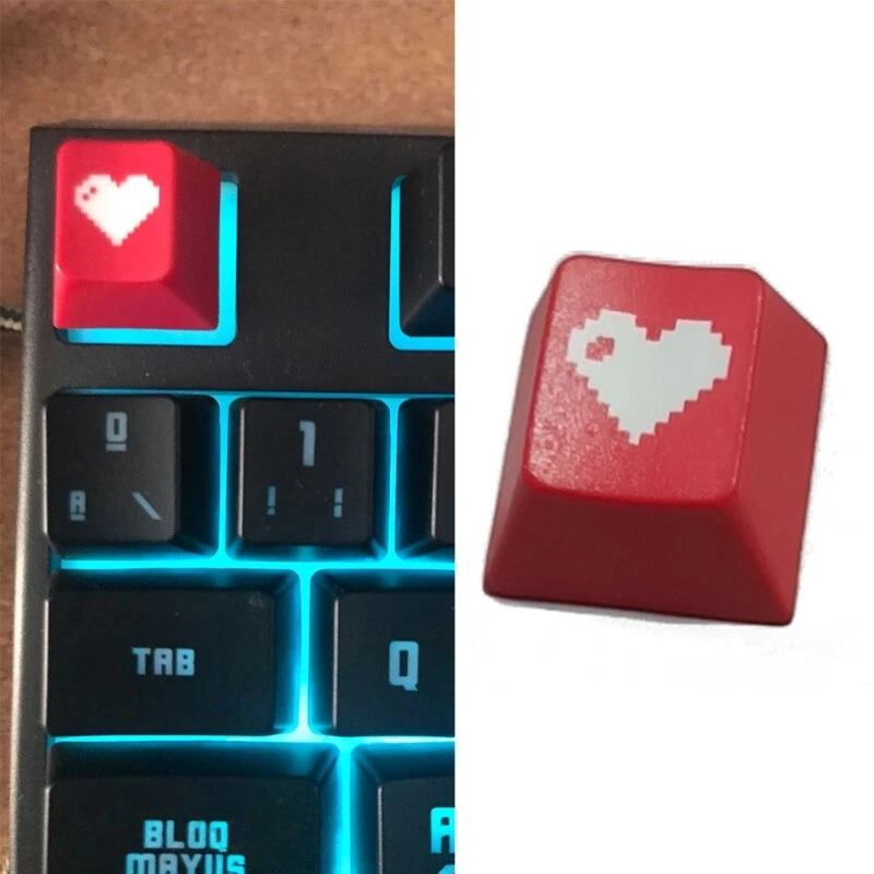 Mechanical Keyboard Caps Accessories for Key Red Pixel Heart Square Game PBT