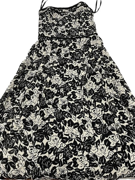 David Lawrence Black White Floral Strapless Dress Size 10 Womens Races Wedding