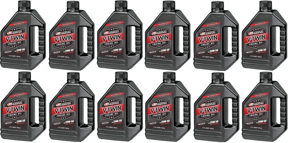 12 1qt Quart Bottles Maxima V-Twin 20W-50 Full Synthetic Mot
