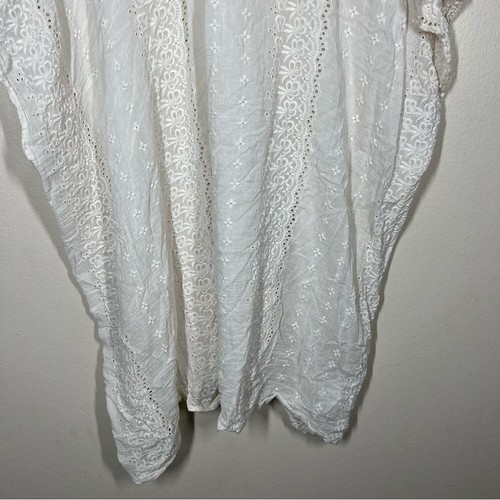 Elizabeth Gillett Anthropologie Womens Cream Boho Embroidered Eyelet Top - Picture 11 of 11