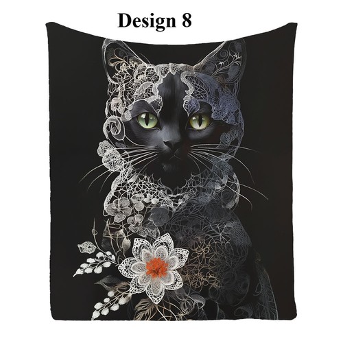 Lace Cat Flower Comfy Flannel Bedspread Sofa Throw Blanket Holiday Birthday Gift - Picture 21 of 24