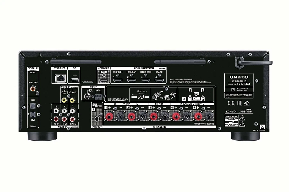 Onkyo TX-NR474 4K HDMI AV Receiver Dolby Atmos DTS:X Bluetooth Internet Radio - Bild 2 von 2