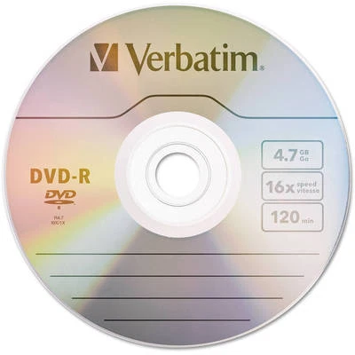 50 VERBATIM Blank DVD-R DVDR 16X 4.7GB Logo Branded Media Disc in Paper Sleeves