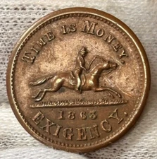 1863 Civil War Token, Time Is Money Exigency, Hussey's Post, Special Message NY