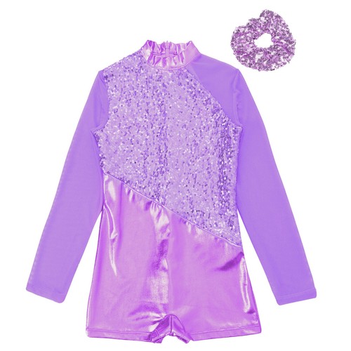 Kids Girls Sets Sequin Outfit Gymnastics Dancewear Patchwork Leotard Dance Soft - Picture 50 of 53