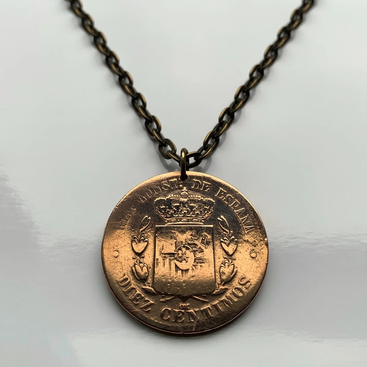 Amazon.com: CoinageArt -Spanish Coin Necklace Lion Necklace from Spain coin  dated 1870 with Dumortierite Gemstone on Brilliant Adjustable Length Chain -Spanish  Jewelry -Leo Zodiac Necklace 1236 : Handmade Products