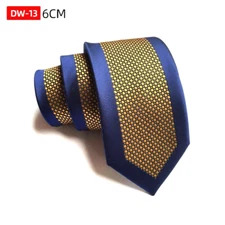Classic Polka Dot Blue Yellow Silk Skinny Slim Men's Necktie Tie 6cm/2.36inch