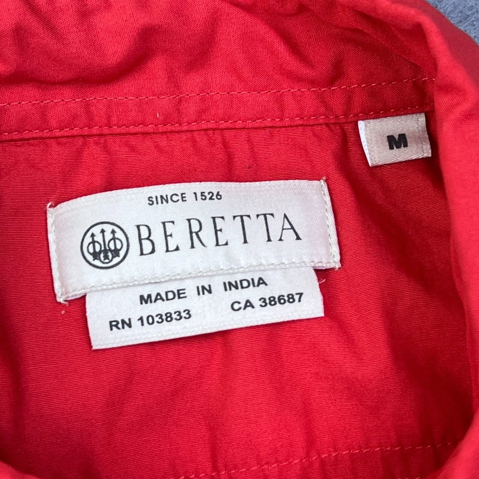 Beretta Shooting Shirt Men's Medium Red Recoil Pad Up Down Short Sleeve Vented - Image 4 of 4