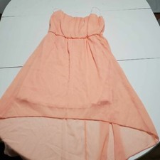 Deb Womens A Line Dress Peach Sheer Strapless Lined High Low Hem Plus 1X