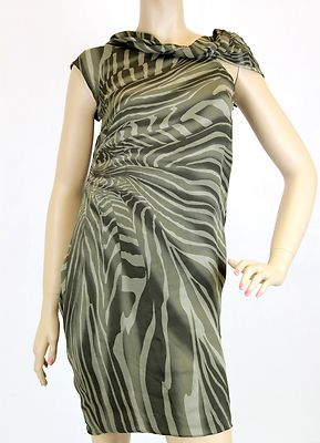 $2190 NEW Authentic Gucci Twist Neck Silk Dress w/Drapery Print 